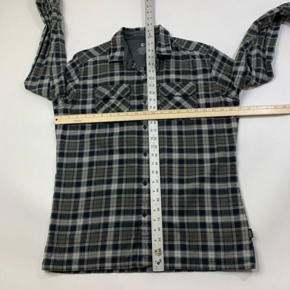 Kuhl Shirt Mens M Medium Gray Ivy Dillingr Flannel Button Up Cotton Tercel Blend - Picture 7 of 14